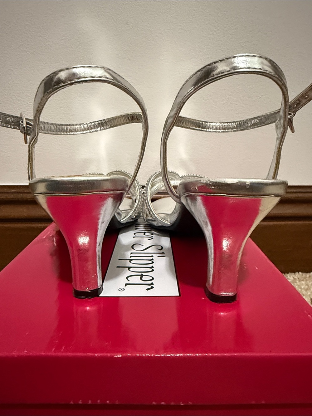 Silver Slipper® Women's Silver Rhinestone Evening Heels - Picture 5 of 6